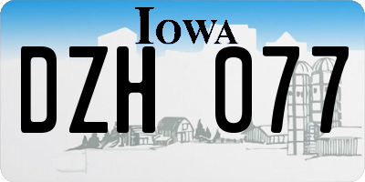 IA license plate DZH077