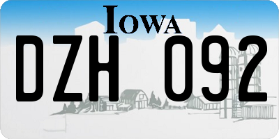 IA license plate DZH092