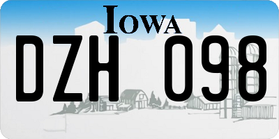 IA license plate DZH098