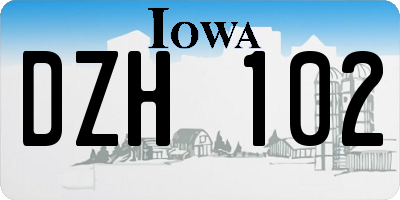 IA license plate DZH102