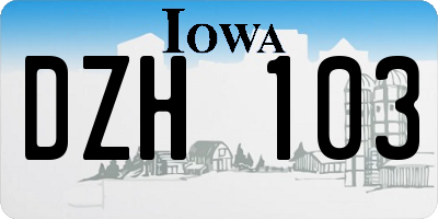 IA license plate DZH103