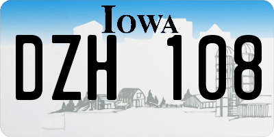 IA license plate DZH108