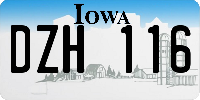 IA license plate DZH116