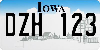 IA license plate DZH123