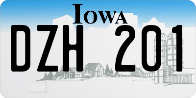 IA license plate DZH201