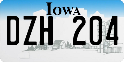 IA license plate DZH204