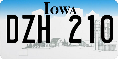 IA license plate DZH210