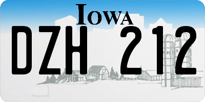 IA license plate DZH212