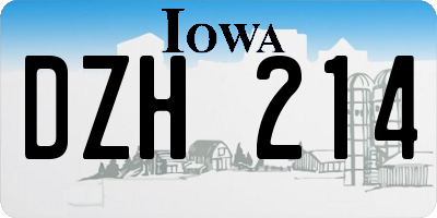 IA license plate DZH214
