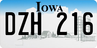 IA license plate DZH216