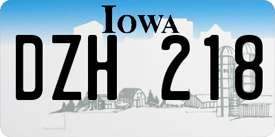 IA license plate DZH218
