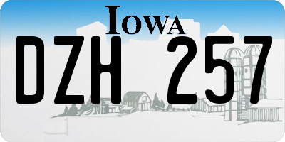 IA license plate DZH257