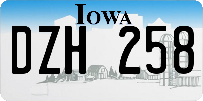 IA license plate DZH258