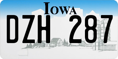 IA license plate DZH287