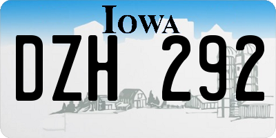 IA license plate DZH292