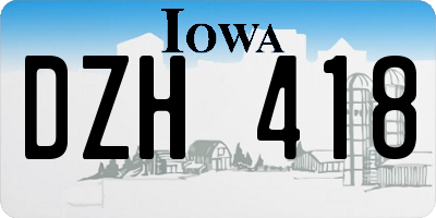 IA license plate DZH418