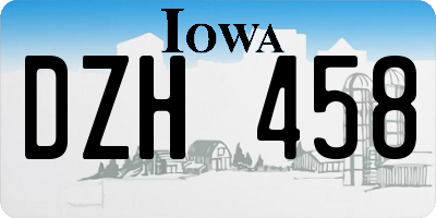 IA license plate DZH458