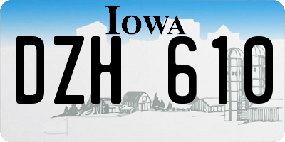 IA license plate DZH610