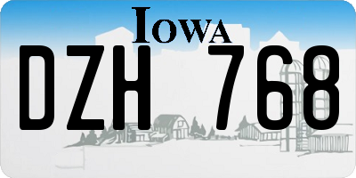 IA license plate DZH768