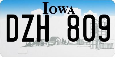 IA license plate DZH809