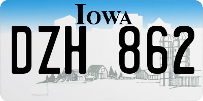 IA license plate DZH862