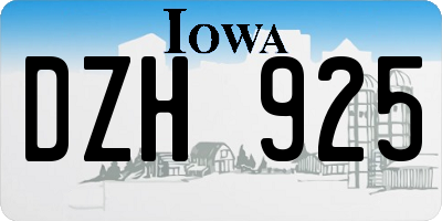 IA license plate DZH925