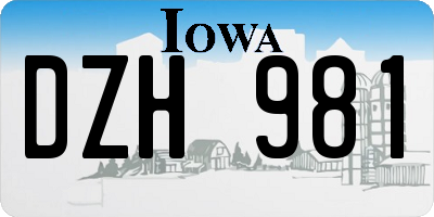 IA license plate DZH981