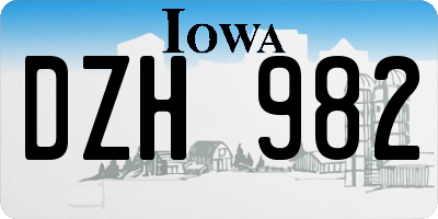 IA license plate DZH982