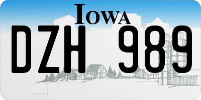 IA license plate DZH989