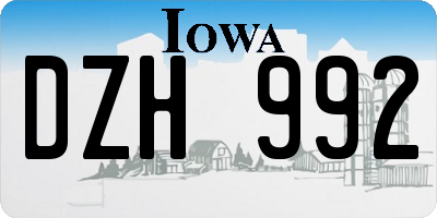 IA license plate DZH992