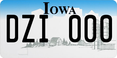 IA license plate DZI000