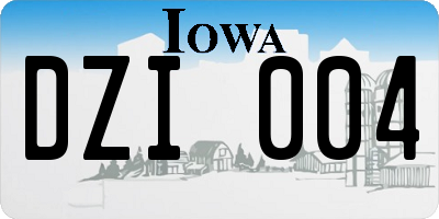 IA license plate DZI004