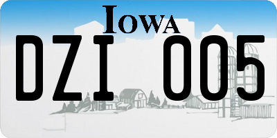 IA license plate DZI005