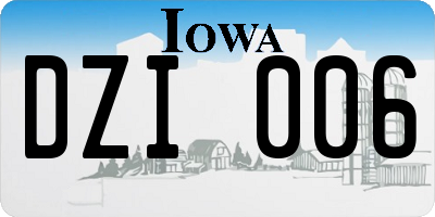 IA license plate DZI006