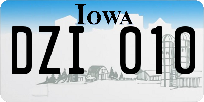 IA license plate DZI010