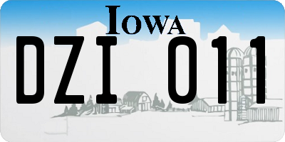 IA license plate DZI011