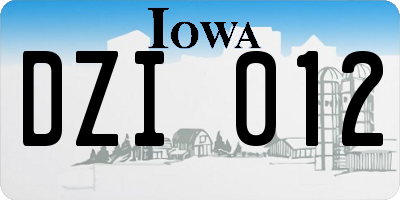 IA license plate DZI012