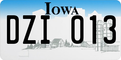 IA license plate DZI013