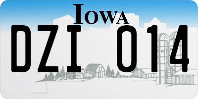 IA license plate DZI014