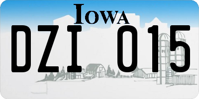 IA license plate DZI015