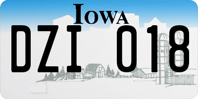 IA license plate DZI018
