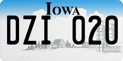IA license plate DZI020
