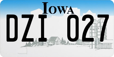 IA license plate DZI027