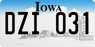 IA license plate DZI031