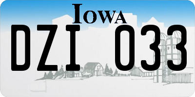 IA license plate DZI033