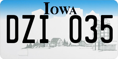 IA license plate DZI035