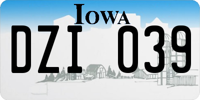 IA license plate DZI039