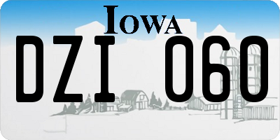 IA license plate DZI060