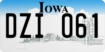 IA license plate DZI061