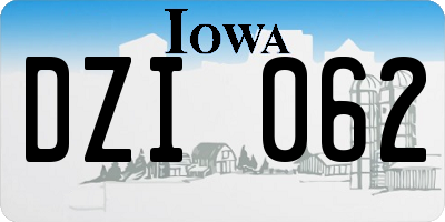 IA license plate DZI062